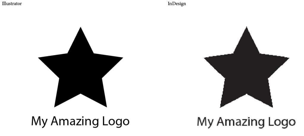 Example of logo quality in Illustrator vs. InDesign