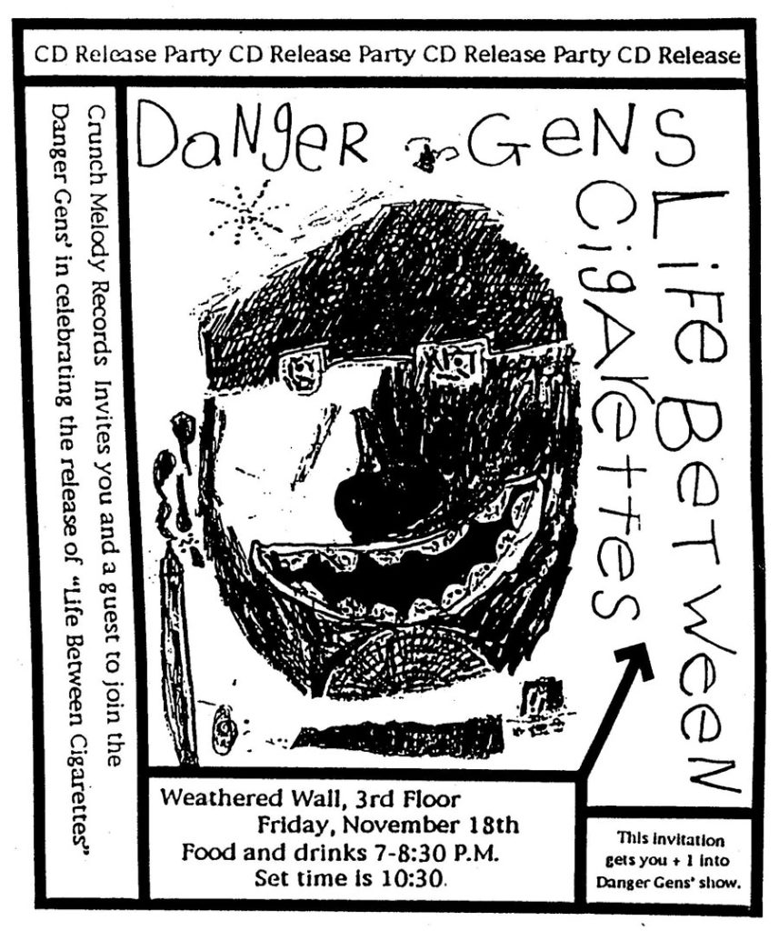 Record release concert handbill and ticket