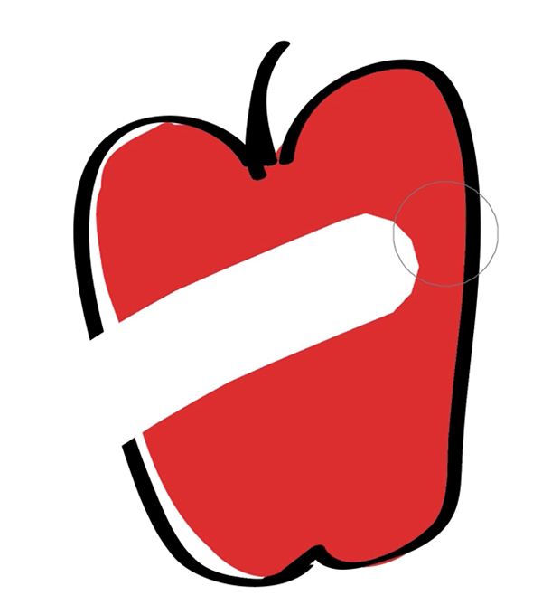 Running the Eraser tool across vector shapes. The red fill was created with the Blob Brush.