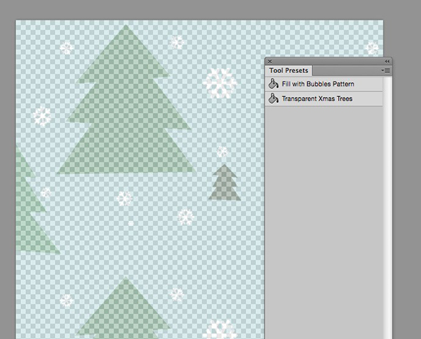 Paintbucket preset to fill with a semi-transparent pattern.