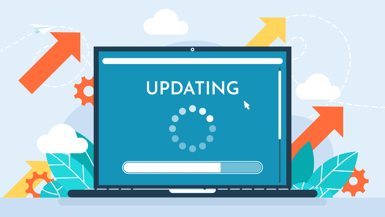 laptop screen showing software updating