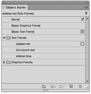 Separated text and graphics frames object styles.