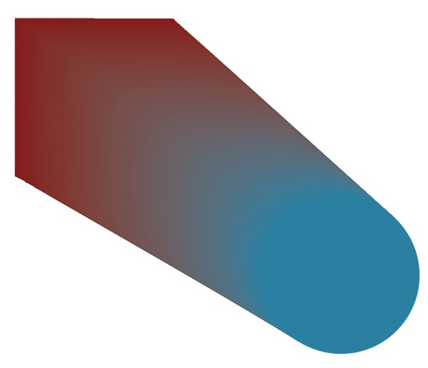 The two objects from above, with a smooth color blend applied.