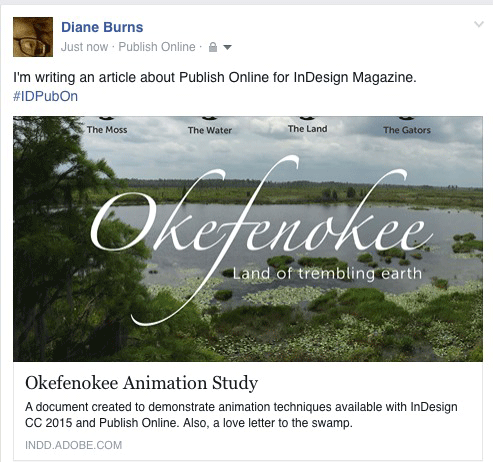 Figure 8: Facebook posts include the document cover image, along with the title and description.