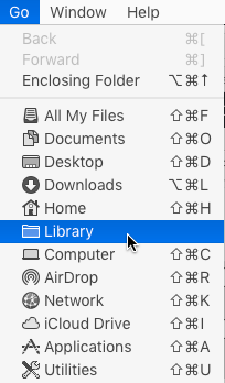 Mac OS User Library Folder in Finder Go Menu