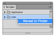 Figure 1: Right-click on the User folder to reveal the folder that you should copy script files into. You can organize your scripts into any subfolders that you wish within this folder.