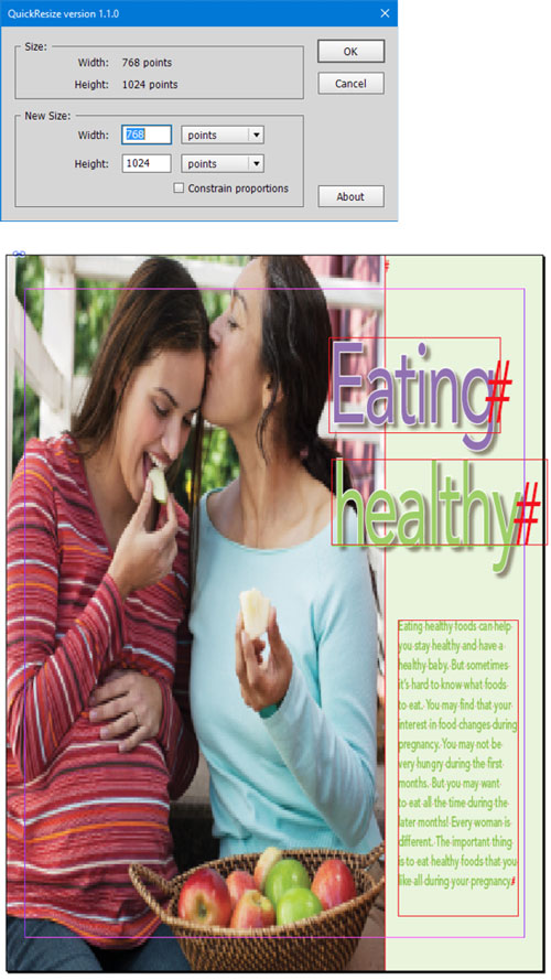 Figure 11: To change a document’s aspect ratio, deselect Constrain Proportions.