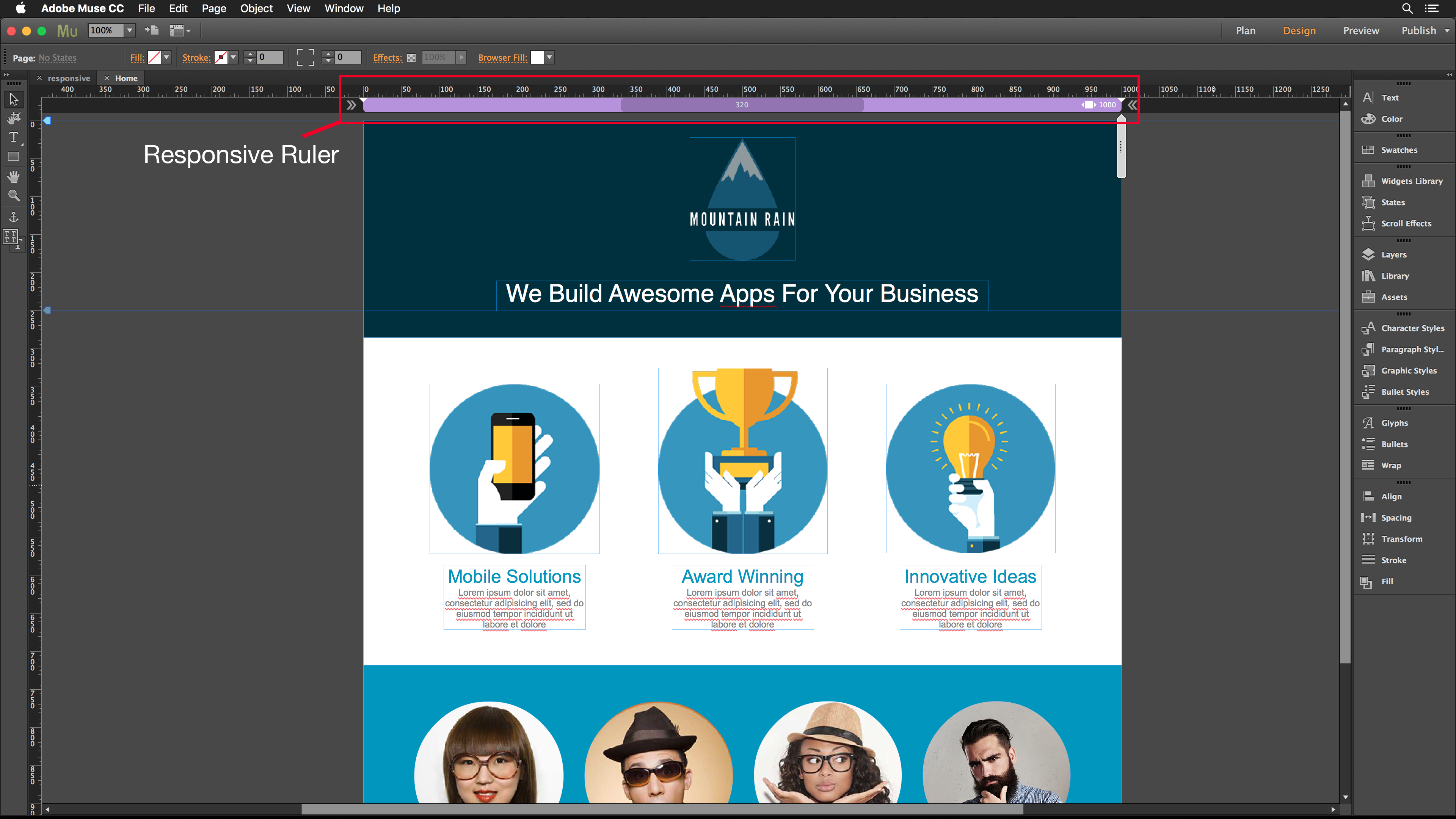Adobe Muse Responsive Ruler