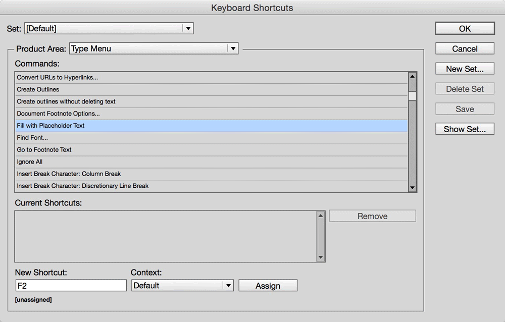 Figure 12: Editing InDesign’s keyboard shortcuts.