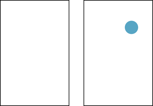 A blank page and a page with the white space activated by a figure/ground relationship.