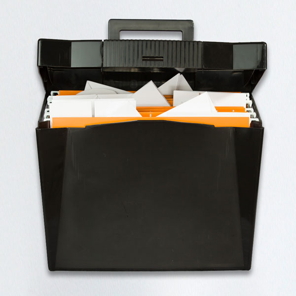 Figure 3: The Fold File carry case with 40 blank folded paper samples
