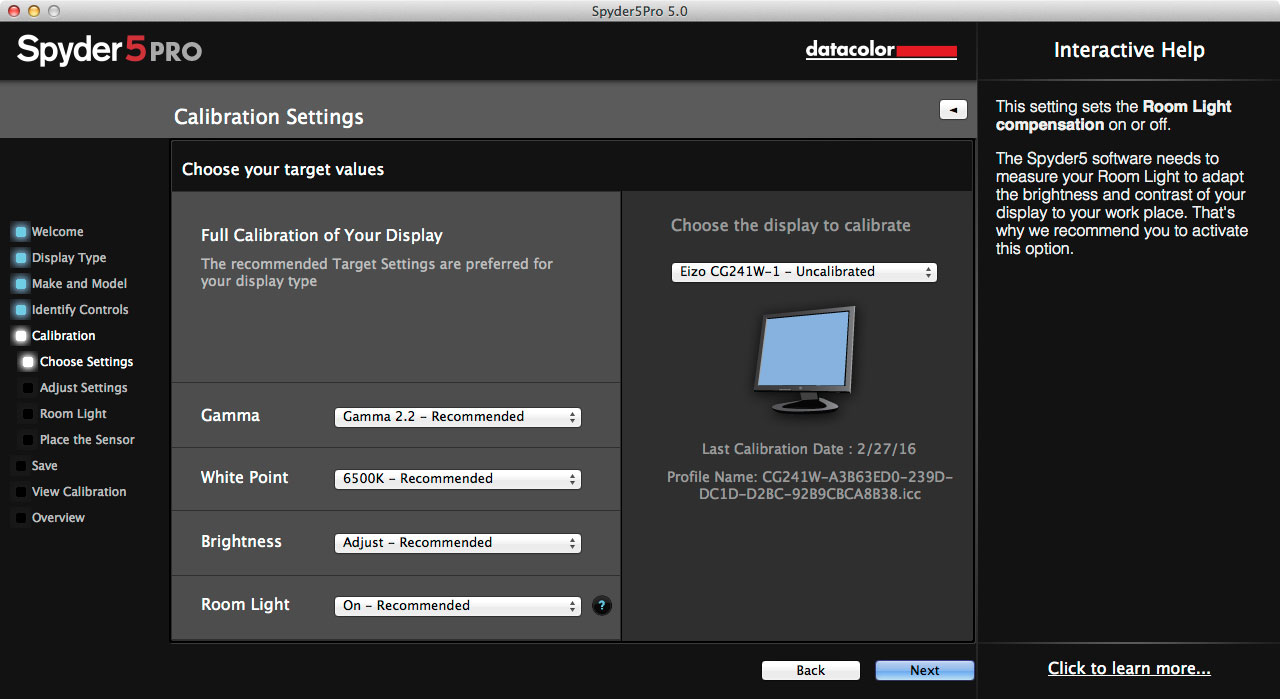 Figure 16: Choose which monitor you wish to calibrate and profile.