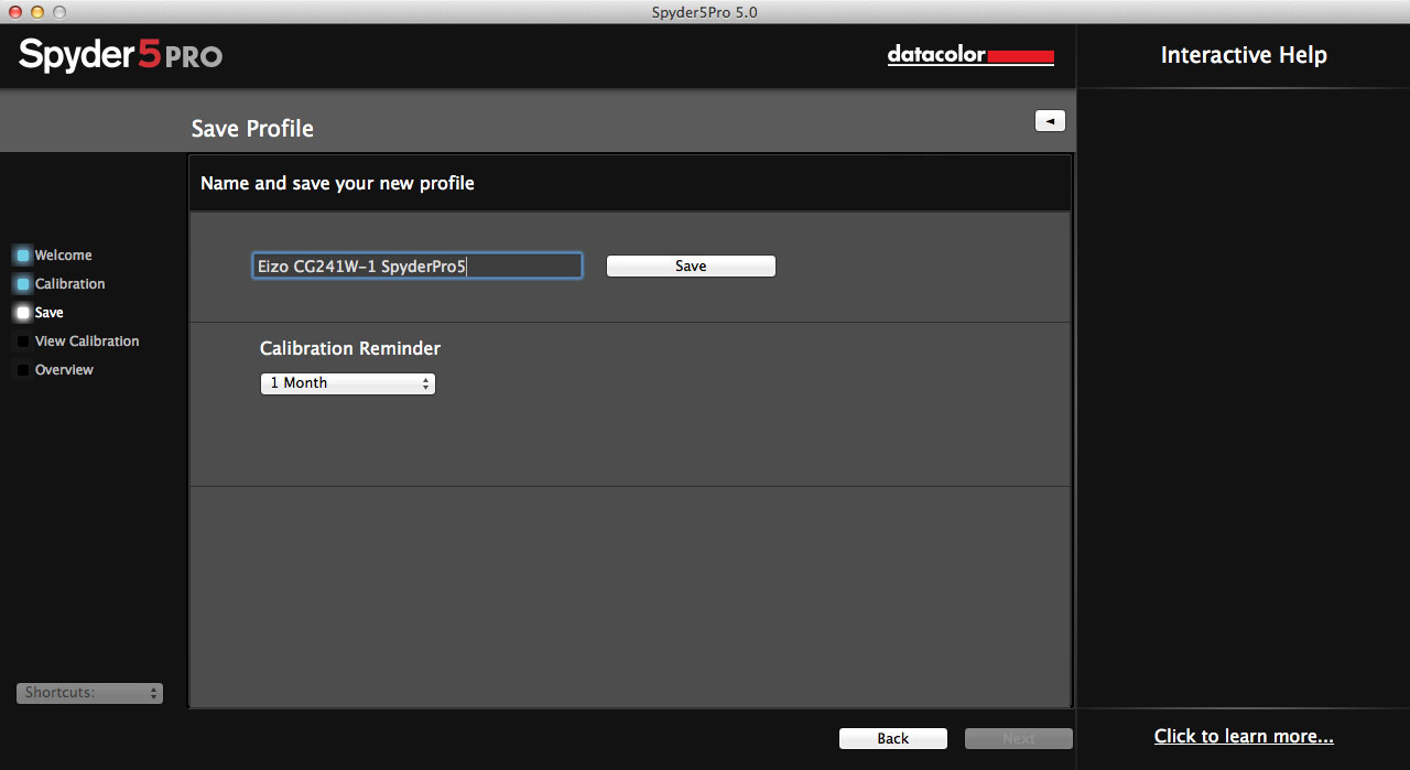 Figure 18: Name and save the newly generated profile.