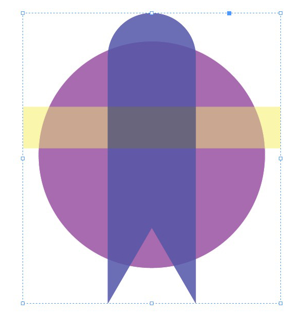 The blue and yellow objects as a group, with Isolate Blending applied