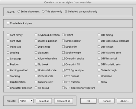 InFocus Create Character Styles Script