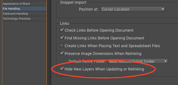 indesign layer visibility overrides preference