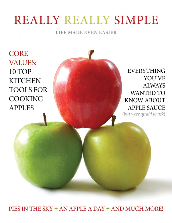 Figure 4: Real and simple can also add up to boring, like in this fictitious example. Apples are symmetric, type placement is symmetric, type weights and styles are too similar. Yawn.