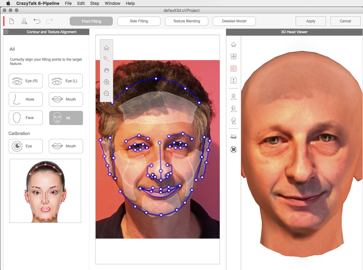 CrazyTalk 8 Review Figure 6: Mapping the features onto the head