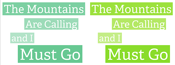 Text highlighted with color in different tints