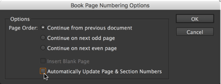 book page numbering options