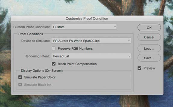 Customize Proof Condition menu in Photoshop