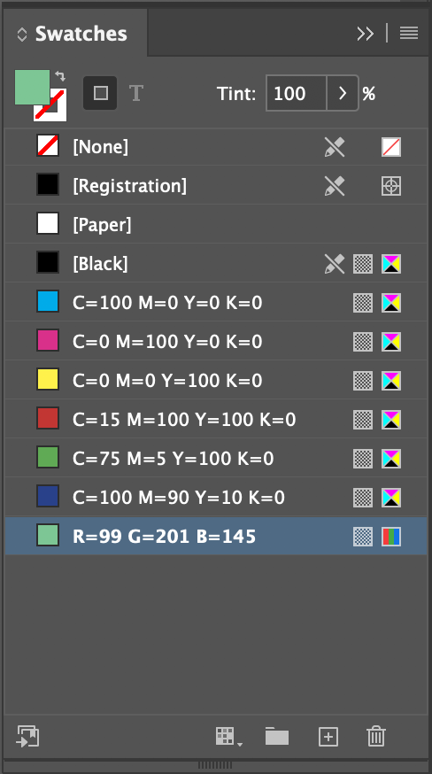 InDesign Swatches Panel