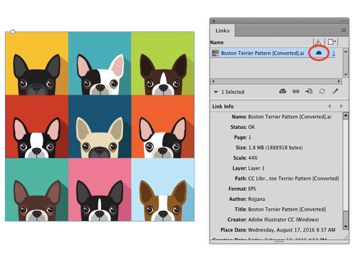 InDesign tip license Adobe Stock images Links panel cloud icon