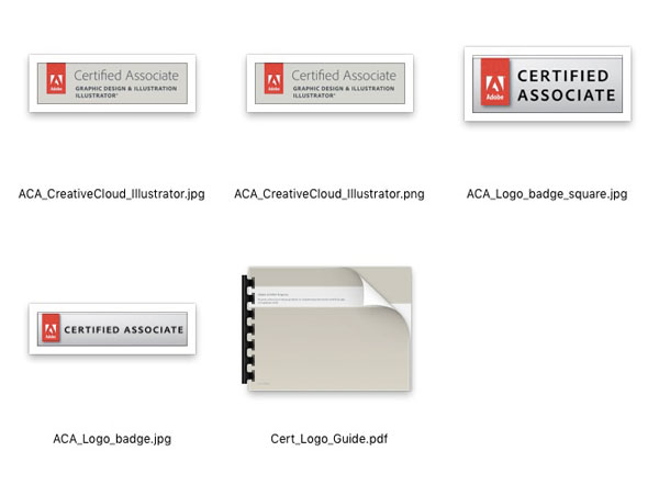 Figure 5: The set of logos you get when you pass the Illustrator ACA exam, and the usage guide (PDF)