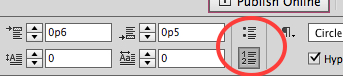 Figure 1: The Bulleted List and Numbered List buttons in the Control panel.