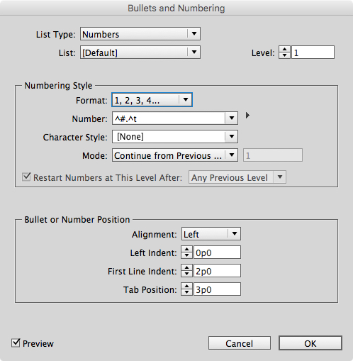 Figure 2: The Bullets and Numbering dialog box.