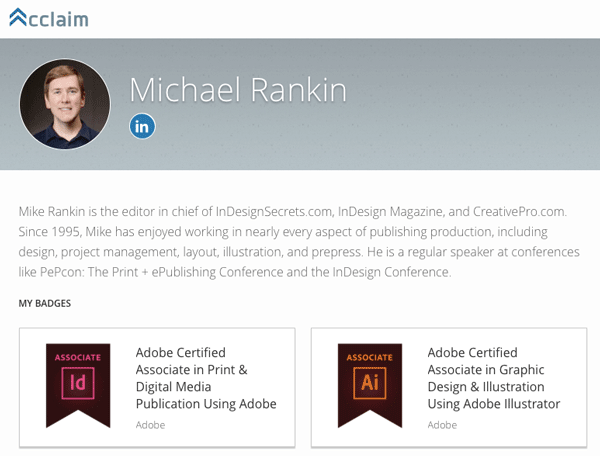 Figure 6: When you pass the ACA exam, you also get access to verified badges you can display on social media sites like LinkedIn.