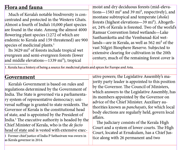 Figure 2: You can now create both traditional single-column footnotes or footnotes that span the width of a frame. 