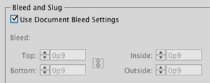 Figure 5: When exporting a PDF for print, you must select document bleed settings, or the bleed you added to your InDesign document will not be included in the PDF.