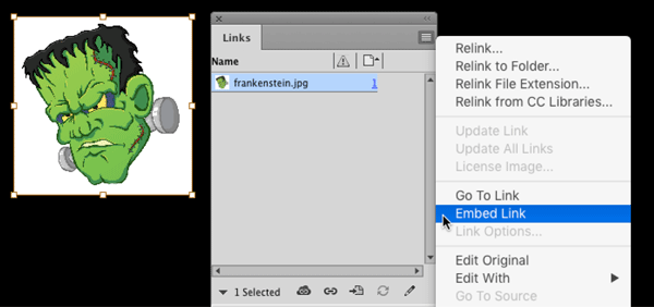 Figure 7: Embedding a raster image is always preferable to pasting into your InDesign layout.