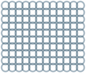 The same circles, but with more spacing between each circle.