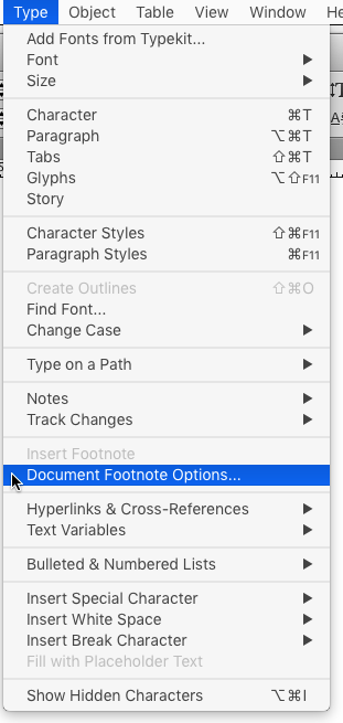 InDesign missing menu items restored