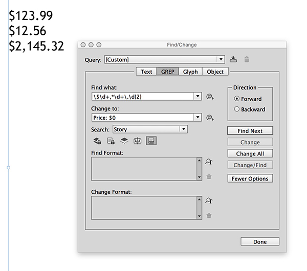 Finding the pattern that matches a price, adding text before the found text.