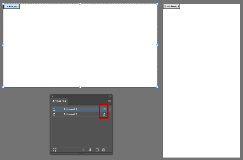 Artboard orientations shown in the Artboards panel in Adobe Illustrator