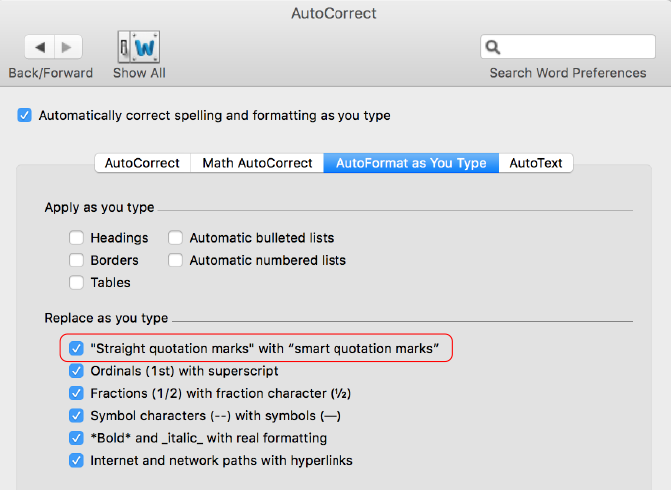 Changing the default punctuation of Microsoft Word to automatically change straight quotes to smart quotes will minimize the work you have to do later to correct them.