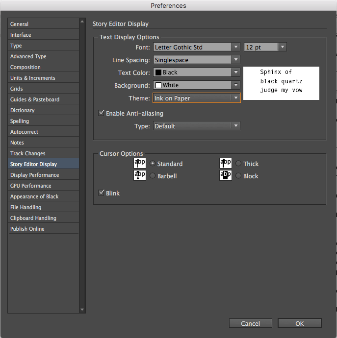 Figure 6: Don’t like the default Story Editor display? You can change it!