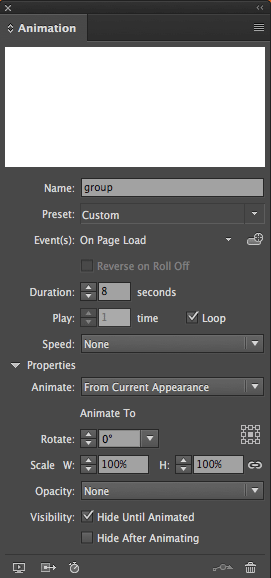 InDesign Animation panel