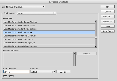 InDesign custom keyboard shortcuts proxy reference point
