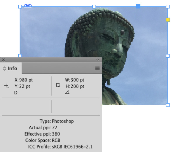 InDesign Info panel effective resolution