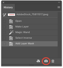 Photoshop History Panel Create New Snapshot
