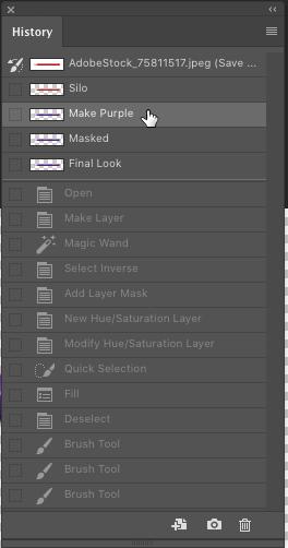 Photoshop History select