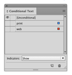 conditional text for web addresses in multichannel publishing