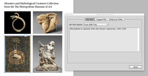 InDesign image alt text from title