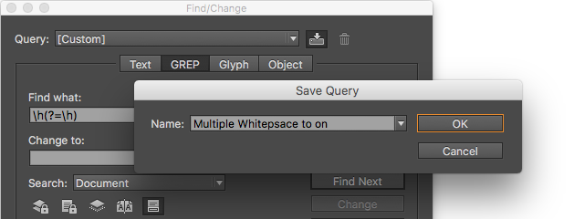 ChainGREP save GREP query