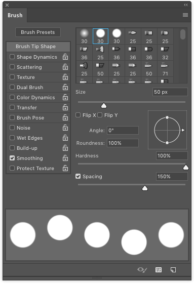 dotted line brush settings in Photoshop