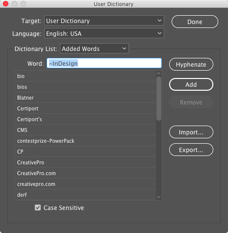 InDesign custom hyphenation